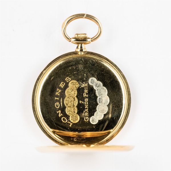 Orologio da taschino Longines in oro 18 kt, movimento ad ancora n 3.980.405, 1921, quadrante in metallo smaltato  - Asta Orologi da Tasca - Associazione Nazionale - Case d'Asta italiane