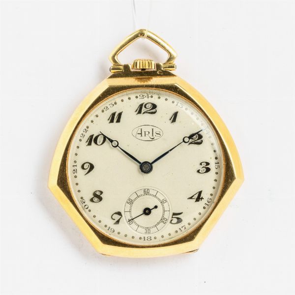 Orologio da taschino Aris, 1920-1930 circa, scappamento ad ancora, cassa in oro 18 kt  - Asta Orologi da Tasca - Associazione Nazionale - Case d'Asta italiane