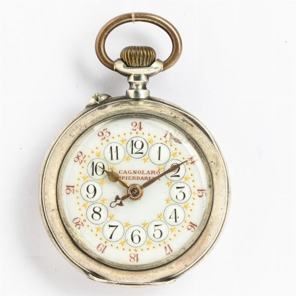 Orologio da tasca, Cagliolaro Sanpier dArena sistema Roskopf 1910, cassa in metallo  - Asta Orologi da Tasca - Associazione Nazionale - Case d'Asta italiane