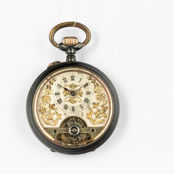 Orologio Hebdomas, carica 8 giorni del 1920-1930 circa, cassa in acciaio azzurrato, quadrante in metallo  - Asta Orologi da Tasca - Associazione Nazionale - Case d'Asta italiane