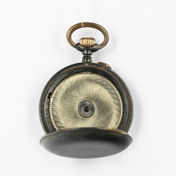 Orologio Hebdomas, carica 8 giorni del 1920-1930 circa, cassa in acciaio azzurrato, quadrante in metallo  - Asta Orologi da Tasca - Associazione Nazionale - Case d'Asta italiane