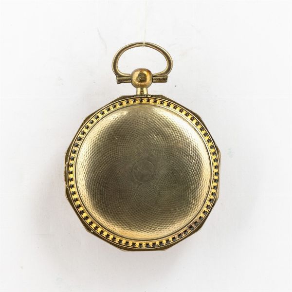 Orologio da tasca francese anonimo 1840 circa, cassa in metallo, quadrante in argento con numeri applicati, movimento con scappamento verga  - Asta Orologi da Tasca - Associazione Nazionale - Case d'Asta italiane