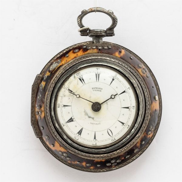 Orologio da tasca Edward Prior del 1770 circa, tripla cassa per il mercato turco, quadrante con difetti, due casse in argento e cassa esterna in argento ricoperta, scappamento a verga  - Asta Orologi da Tasca - Associazione Nazionale - Case d'Asta italiane