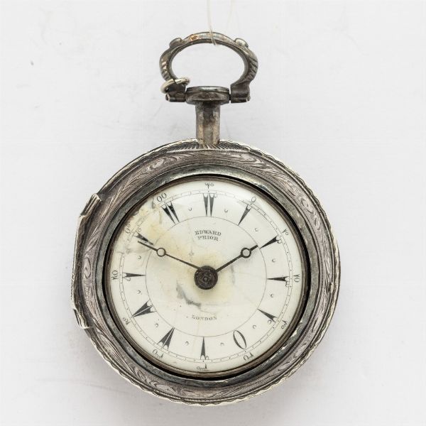 Orologio da tasca Edward Prior del 1770 circa, tripla cassa per il mercato turco, quadrante con difetti, due casse in argento e cassa esterna in argento ricoperta, scappamento a verga  - Asta Orologi da Tasca - Associazione Nazionale - Case d'Asta italiane