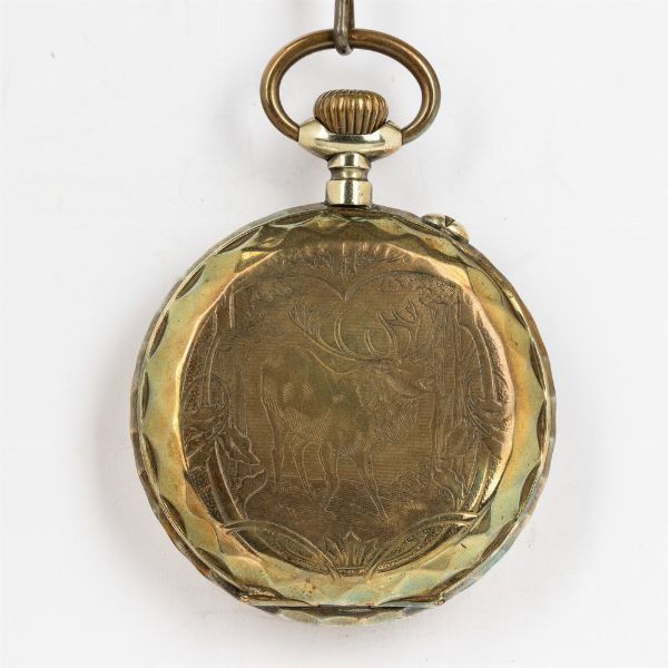 Orologio da tasca Sistema Roskopf del 1910 circa, cassa in argento, con catena in metallo  - Asta Orologi da Tasca - Associazione Nazionale - Case d'Asta italiane