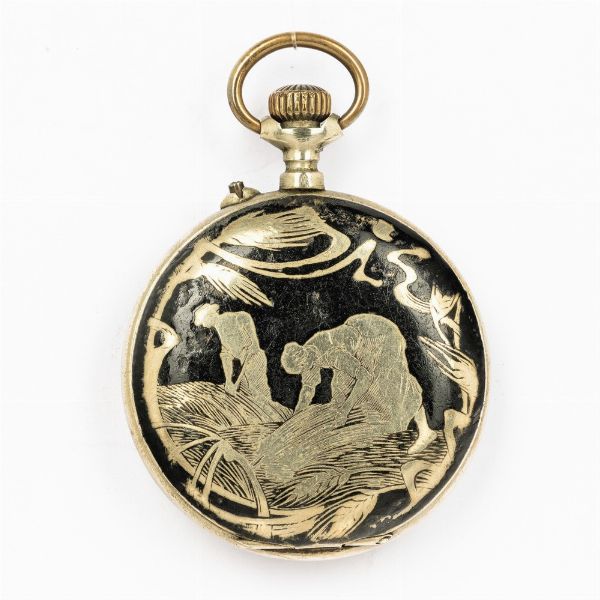 Orologio tasca Sistema Roskopf del 1890 circa, cassa full hunter in argento miellato  - Asta Orologi da Tasca - Associazione Nazionale - Case d'Asta italiane