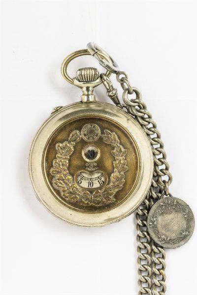 Orologio da tasca Salterello del 1890 circa, su base Roskopf, cassa in metallo, quadrante in metallo  - Asta Orologi da Tasca - Associazione Nazionale - Case d'Asta italiane