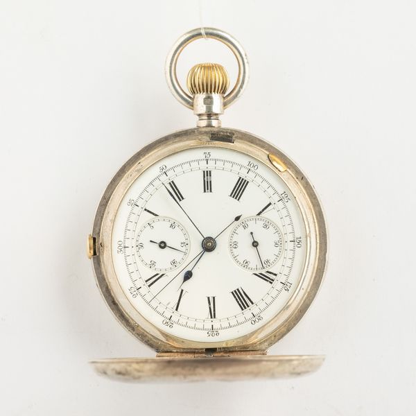 Cronografo anonimo monopulsante, 1920 circa,  in cassa savonnette in argento, quadrantre in smalto bianco  - Asta Orologi da Tasca - Associazione Nazionale - Case d'Asta italiane