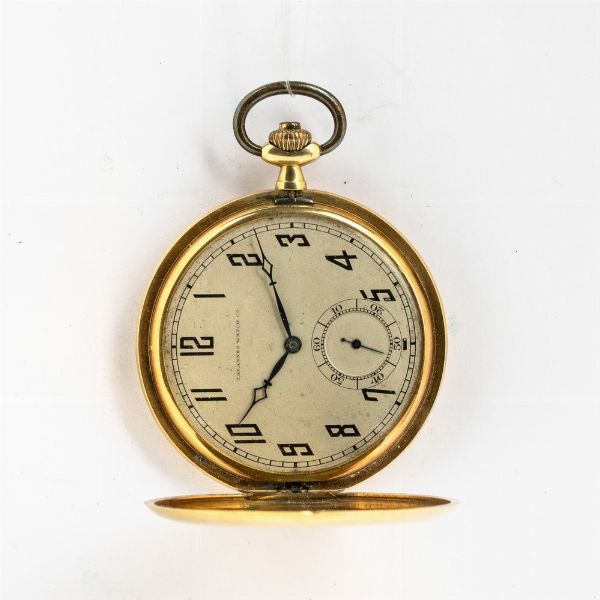 Tavannes orologio da taschino del 1920-1930 in oro 18 kt, cassa savonette, movimento con scappamento ad ancora n 14.367.239, quadrante in metallo smaltato, da revisionare  - Asta Orologi da Tasca - Associazione Nazionale - Case d'Asta italiane