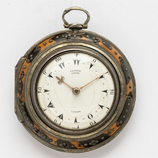 George Prior - London orologio inglese in tripla cassa per il mercato turco, 3 casse in argento, la esterna ricoperta in similpelle, quadrante in smalto bianco, 1800  circa  - Asta Orologi da Tasca - Associazione Nazionale - Case d'Asta italiane