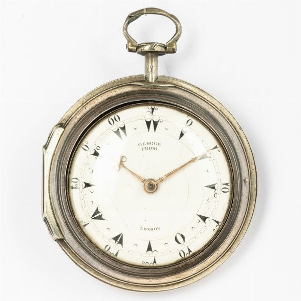 George Prior - London orologio inglese in tripla cassa per il mercato turco, 3 casse in argento, la esterna ricoperta in similpelle, quadrante in smalto bianco, 1800  circa  - Asta Orologi da Tasca - Associazione Nazionale - Case d'Asta italiane