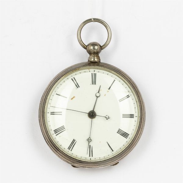 Orologio da tasca, movimento di orologio inglese per il mercato cinese con scappamento duplex del 1800 circa ospitato in cassa in argento posteriore, quadrante in smalto bianco con lancette con secondi centrali  - Asta Orologi da Tasca - Associazione Nazionale - Case d'Asta italiane