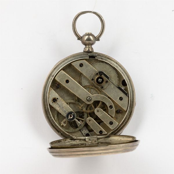 Orologio da tasca, cassa in argento, quadrante smalto bianco, scappamento a cilindro  - Asta Orologi da Tasca - Associazione Nazionale - Case d'Asta italiane