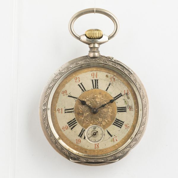 Orologio francese del 1880-1890 circa, cassa in argento di grandi dimensioni, carica remontoir, movimento con scappamento ad ancora, quadrante in metallo  - Asta Orologi da Tasca - Associazione Nazionale - Case d'Asta italiane