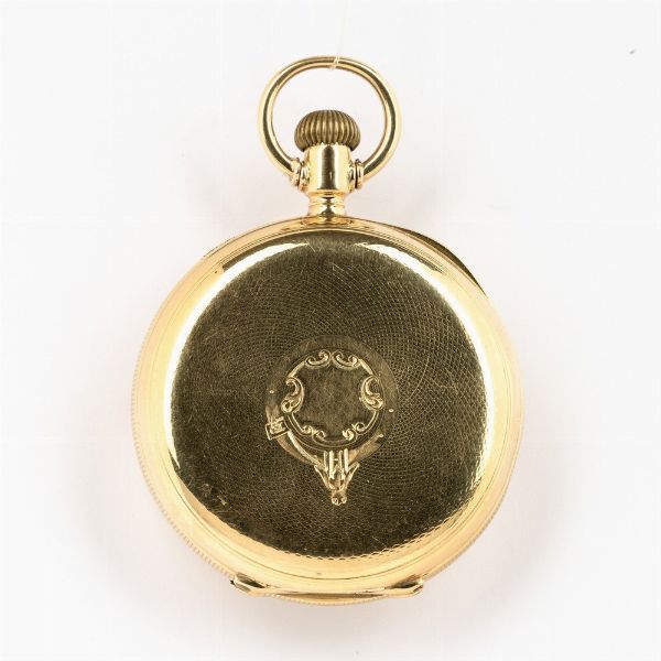 Orologio da tasca Waltham, movimento n 6.509.795, 1893, in oro 18 kt, quadrante in smalto bianco  - Asta Orologi da Tasca - Associazione Nazionale - Case d'Asta italiane