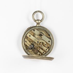 Orologio da tasca anonimo cassa in argento, movimento con scappamento ad ancora, quadrante in smalto bianco, 1880 circa  - Asta Orologi da Tasca - Associazione Nazionale - Case d'Asta italiane