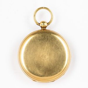 Orologio da taschino inglese cassa in oro 18 kt, movimento a ribalta con scappamento ad ancora, quadrante in oro.<BR>Regalo per i 43 anni di attivit pastorale  - Asta Orologi da Tasca - Associazione Nazionale - Case d'Asta italiane