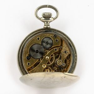 Orologio da tasca, 1890 circa,cassa in metallo, quadrante 12/24 ore, quadrante in smalto bianco.<BR>Da revisionare.  - Asta Orologi da Tasca - Associazione Nazionale - Case d'Asta italiane