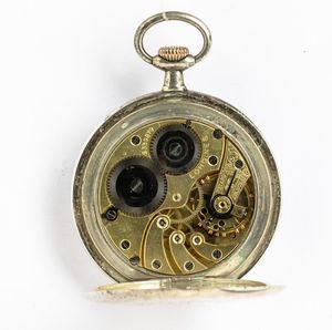 Longines, orologio da taschino, cassa in argento, movimento con scappamento ad ancora, 1910 circa , quadrante in smalto bianco, da revisionare  - Asta Orologi da Tasca - Associazione Nazionale - Case d'Asta italiane