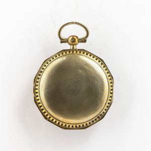 Orologio da tasca francese anonimo 1840 circa, cassa in metallo, quadrante in argento con numeri applicati, movimento con scappamento verga  - Asta Orologi da Tasca - Associazione Nazionale - Case d'Asta italiane