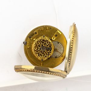 Orologio da tasca francese anonimo 1840 circa, cassa in metallo, quadrante in argento con numeri applicati, movimento con scappamento verga  - Asta Orologi da Tasca - Associazione Nazionale - Case d'Asta italiane