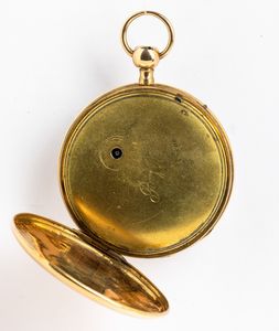 Orologio da tasca Bonjour a Becanon , 1820-1830, con suoneria a richiamo ore e quarti.<BR>Movimento con scappamento a verga, conoide e catena. <BR>Quadrante in smalto bianco, lancette in acciaio brunito.<BR>Funzionante ma richiede revisione.  - Asta Orologi da Tasca - Associazione Nazionale - Case d'Asta italiane