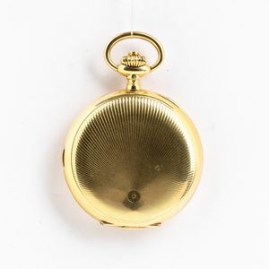 Enrico Volpe Bari per Zenith,1900 - 1910, orologio da tasca   suoneria ore/quarti al passaggio e su domanda , cassa in oro 18 kt, movimento grand sonnerie ore e quarti a carillon su gong, scappamento ad ancora, quadrante in smalto bianco, 30 rubini  - Asta Orologi da Tasca - Associazione Nazionale - Case d'Asta italiane