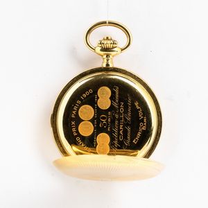 Enrico Volpe Bari per Zenith,1900 - 1910, orologio da tasca   suoneria ore/quarti al passaggio e su domanda , cassa in oro 18 kt, movimento grand sonnerie ore e quarti a carillon su gong, scappamento ad ancora, quadrante in smalto bianco, 30 rubini  - Asta Orologi da Tasca - Associazione Nazionale - Case d'Asta italiane