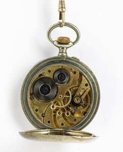 Orologio da taschino, Longines per le ferrovie, circa del 1930/1940, cassa in metallo<BR>  - Asta Orologi da Tasca - Associazione Nazionale - Case d'Asta italiane