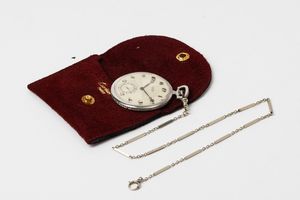 Orologio da tasca Cartier in platino con diamanti, movimento N 70.806, anni '30-40, bustina originale, catena originale, cassa 86.359  - Asta Orologi da Tasca - Associazione Nazionale - Case d'Asta italiane