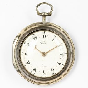 George Prior - London orologio inglese in tripla cassa per il mercato turco, 3 casse in argento, la esterna ricoperta in similpelle, quadrante in smalto bianco, 1800  circa  - Asta Orologi da Tasca - Associazione Nazionale - Case d'Asta italiane