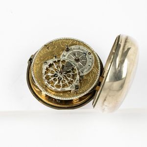 Orologio da tasca Esquivillon wt dechoudens in argento, prodotto in Svizzera nel 1780-1790 circa, doppia cassa, quadrante in smalto, scappamento a verga  - Asta Orologi da Tasca - Associazione Nazionale - Case d'Asta italiane