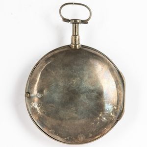 Orologio da tasca Kaasbohll Stoccolma del 1790-1800 circa, cassa in argento, movimento con scappamento a verga, quadrante in smalto bianco con secondi centrali e calendario  - Asta Orologi da Tasca - Associazione Nazionale - Case d'Asta italiane