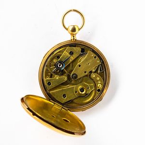 Vacheron a Geneve, orologio da tasca con suoneria ore e quarti su gong, cassa in oro 18 kt, movimento con scappamento a cilindro, quadrante in argento, 1860 circa, movimento completo.  - Asta Orologi da Tasca - Associazione Nazionale - Case d'Asta italiane