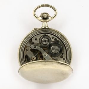 Due orologi, desk watch, regulator, di grandi dimensioni, in metallo, uno sist. Roskopf e uno scappamento ad ancora, entrambi quadrante in smalto cartouches  - Asta Orologi da Tasca - Associazione Nazionale - Case d'Asta italiane