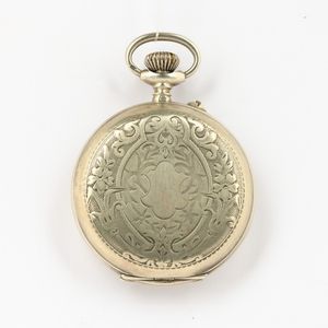 Orologio da tasca con cassa savonet in metallo calendario completo fasi lunari, movimento con scappamento ad ancora, quadrante con smalto bianco  - Asta Orologi da Tasca - Associazione Nazionale - Case d'Asta italiane