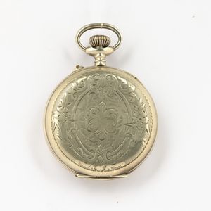 Orologio da tasca con cassa savonet in metallo calendario completo fasi lunari, movimento con scappamento ad ancora, quadrante con smalto bianco  - Asta Orologi da Tasca - Associazione Nazionale - Case d'Asta italiane