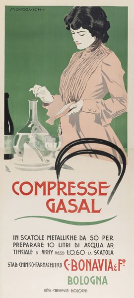 Marcello Dudovich : Compresse Gasal - Bologna  - Asta Manifesti d'Epoca - Associazione Nazionale - Case d'Asta italiane