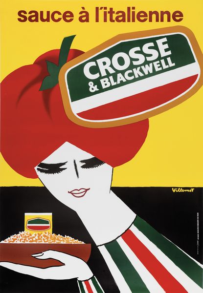 Bernard Villemot : Crosse & Blackwell - sauce  ltalienne  - Asta Manifesti d'Epoca - Associazione Nazionale - Case d'Asta italiane