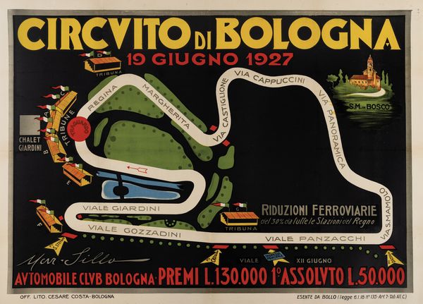 Sillo Martuffi : Circuito di Bologna - 19 Giugno 1927  - Asta Manifesti d'Epoca - Associazione Nazionale - Case d'Asta italiane