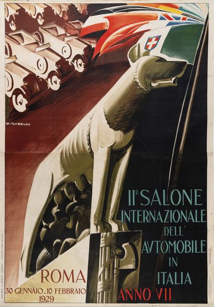 Giuseppe Riccobaldi : Roma, Salone Internazionale dell Automobile in Italia  - Asta Manifesti d'Epoca - Associazione Nazionale - Case d'Asta italiane