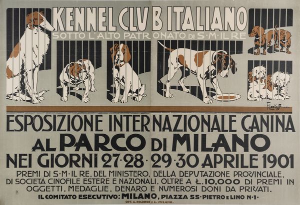 Franz Laskoff : Kennel Club Italiano - Esposizione Internazionale Canina -  Milano  - Asta Manifesti d'Epoca - Associazione Nazionale - Case d'Asta italiane