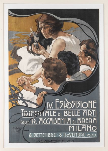 Adolf Hohenstein : IV Esposizione Triennale - Belle Arti, Accademia di Brera, Milano.  - Asta Manifesti d'Epoca - Associazione Nazionale - Case d'Asta italiane