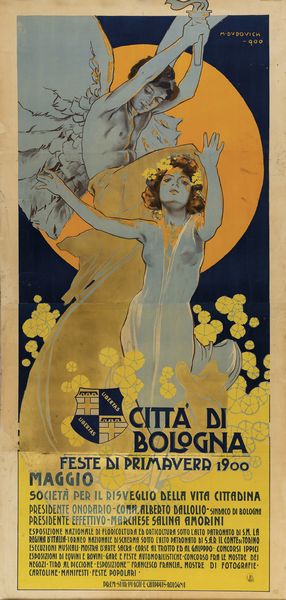 Marcello Dudovich : Feste di Bologna - Citt di Bologna 1900  - Asta Manifesti d'Epoca - Associazione Nazionale - Case d'Asta italiane