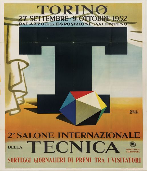 Beccaria, Genova : Salone Internazionale della Tecnica 1952, Torino - ENIT  - Asta Manifesti d'Epoca - Associazione Nazionale - Case d'Asta italiane