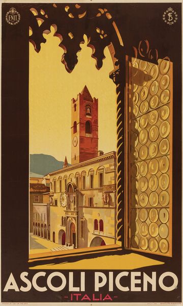 Anonimo : Ascoli Piceno - Palazzo dei Capitani del Popolo - ENIT  - Asta Manifesti d'Epoca - Associazione Nazionale - Case d'Asta italiane