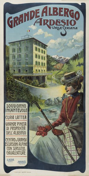 Leonida Edel : Grande Albergo Hotel Ardesio, Valle Seriana (Bergamo)  - Asta Manifesti d'Epoca - Associazione Nazionale - Case d'Asta italiane