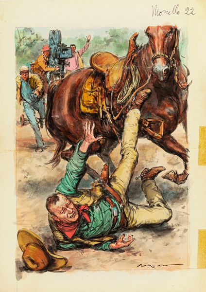 Walter Molino : John Wayne  - Asta Fumetti: Tavole e Illustrazioni Originali - Associazione Nazionale - Case d'Asta italiane