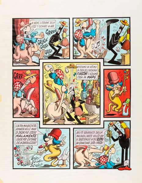 Benito Jacovitti : Cipzagmapu  - Asta Fumetti: Tavole e Illustrazioni Originali - Associazione Nazionale - Case d'Asta italiane