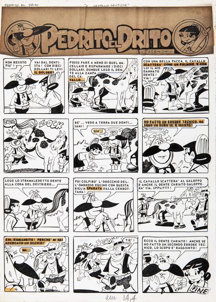 Antonio Terenghi : Pedrito el Drito - Cavallo dentista  - Asta Fumetti: Tavole e Illustrazioni Originali - Associazione Nazionale - Case d'Asta italiane